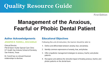 Management of the Anxious, Fearful or Phobic Dental Patient
